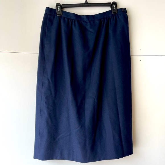 Pendleton Women's Plus Size Navy Blue Skirt 100% Virgin Wool, Sz 14 - Picture 4 of 10